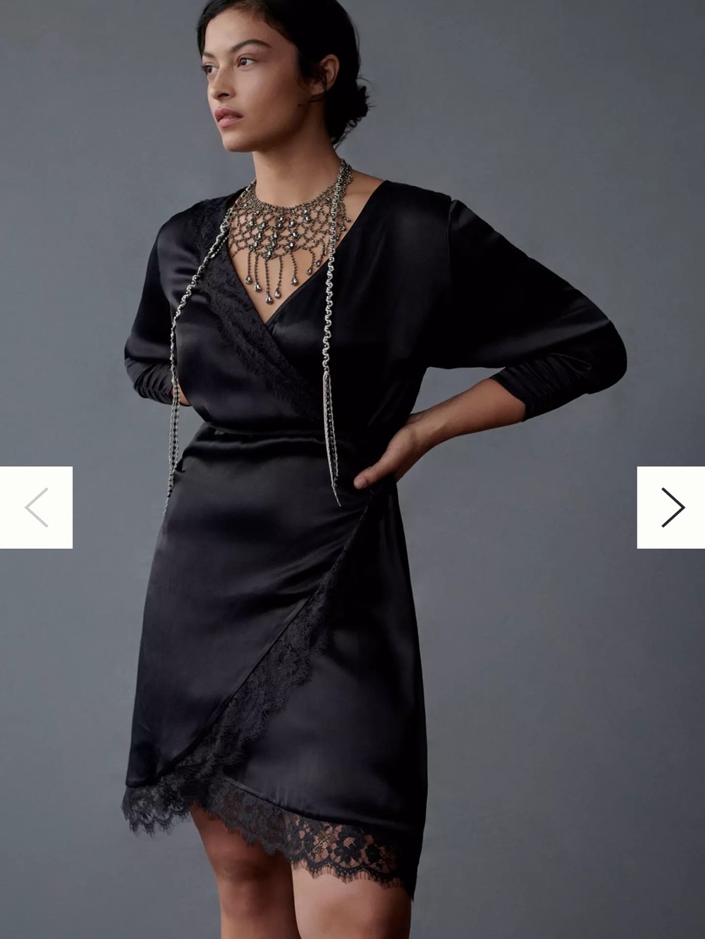 By Anthropologie Lace Trimmed Wrap Dress Black 3X